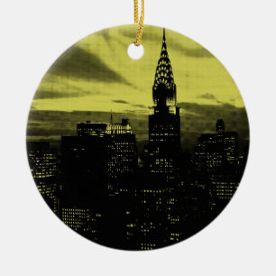 Gult Black New York City Julgransprydnad Keramik