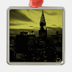 Gult Black New York City Julgransprydnad Metall