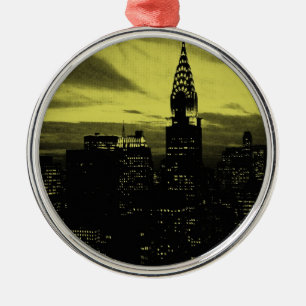 Gult Black New York City Julgransprydnad Metall