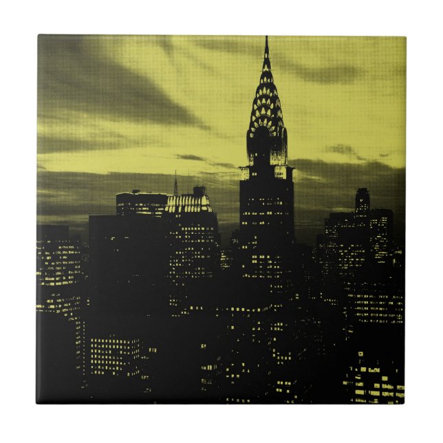 Gult Black New York City Kakelplatta (Framsidan)