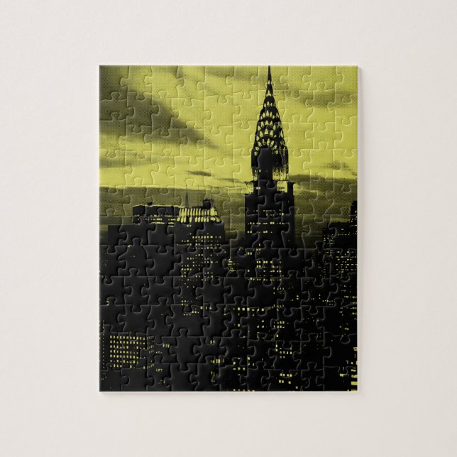 Gult Black New York City Pussel (Vertikal)