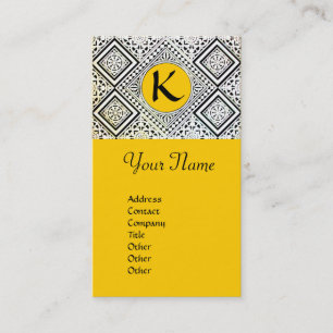 GULT BLACK OCH VITE ROMAN EGLE DAMASK MONOGRAM VISITKORT