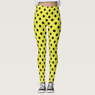 Gult Black Polka Dot Mönster Leggings