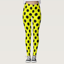 Gult Black Polka dots Leggings