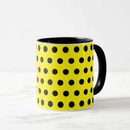 Gult Black polka dots Mugg