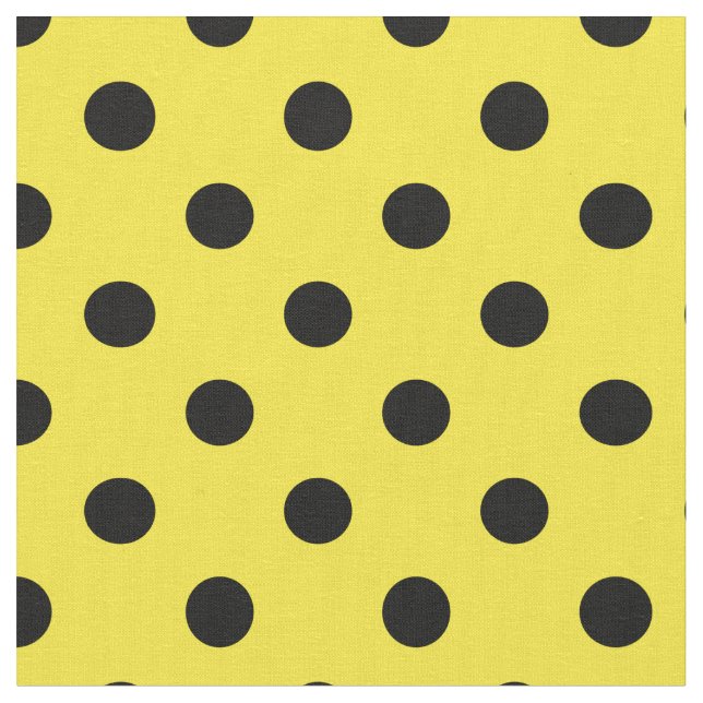 Gult Black Polka dots Textile Tyg (Närbild)