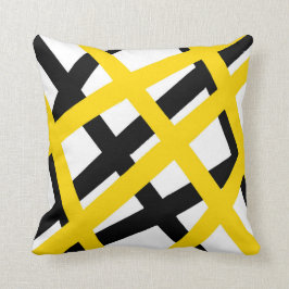Gult Black Rand Geometric Kudde