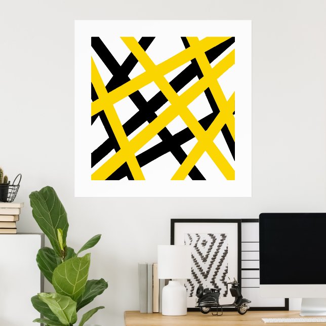 Gult Black Rand Geometric Poster (Hemmakontoret)