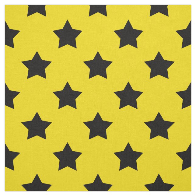 Gult Black Stars Mönster Decorative Textile Tyg (Provkarta)