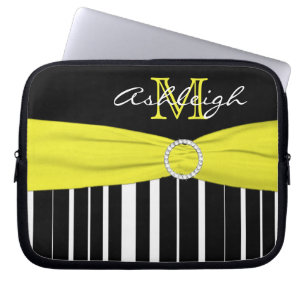 Gult Black Stripe FAUX Ribbon Laptop sleeve