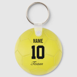 Gult Black Team Occer Ball Personlig Namn Nyckelring