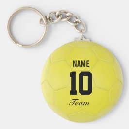 Gult Black Team Occer Ball Personlig Namn Nyckelring