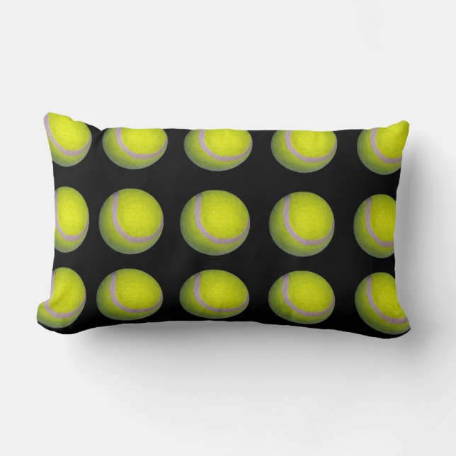 Gult Black Tennis Boll Mönster, Lumbarkudde (Framsida)