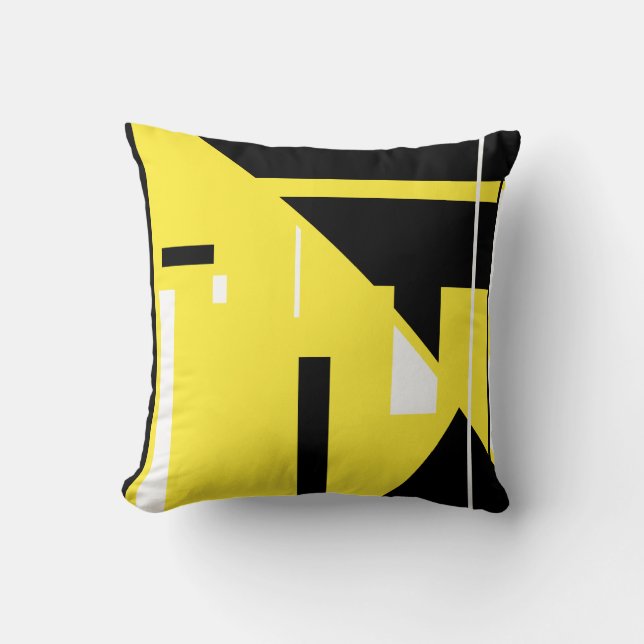 Gult Black White Abstrakt MCM-inspirerad design Kudde (Framsida)