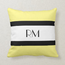 Gult Black White Monogrammed Pillow
