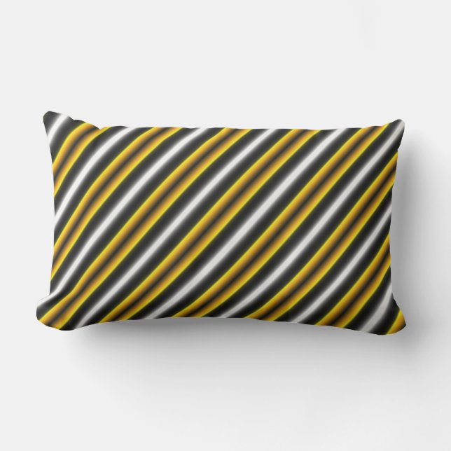 Gult Black White Rainbow Rand Lumbarkudde (Framsida)
