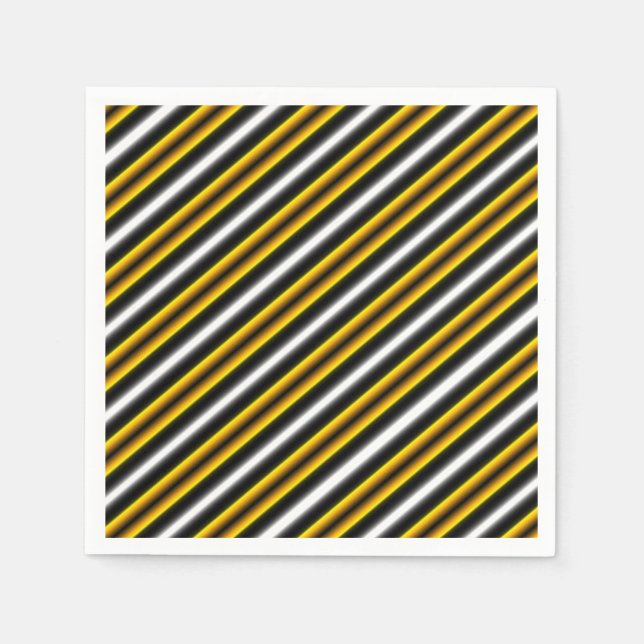 Gult Black White Rainbow Rand Pappersservett (Framsidan)