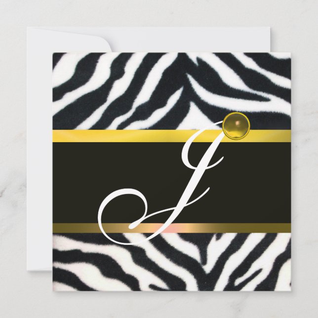 GULT BLACK WHITE ZEBRA PÄLS MONOGRAM,Topaz Inbjudningar (Framsida)