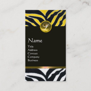 GULT BLACK WHITE ZEBRA PÄLS MONOGRAM,Topaz Visitkort