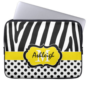 Gult Black Zebra ränder Polka dots Fodral