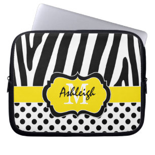 Gult Black Zebra ränder Polka dots Fodral