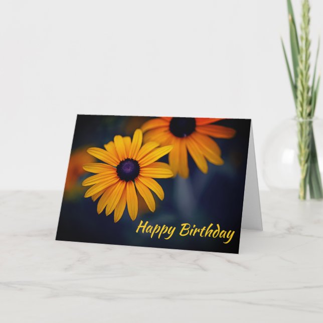 Gult Blackeyed Susan Garden Flower Birthday Card Kort (Framsida)