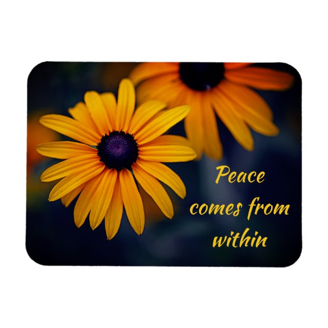 Gult Blackeyed Susan Garden Flower Motivational Magnet (Horisontell)