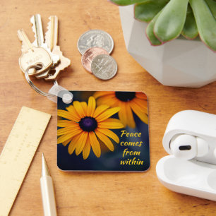 Gult Blackeyed Susan Garden Flower Motivational Nyckelring