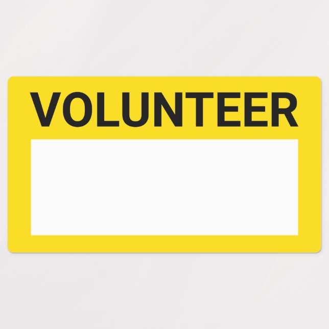 Gult Blank Volunteer Badge Klistermärke (Design 1)