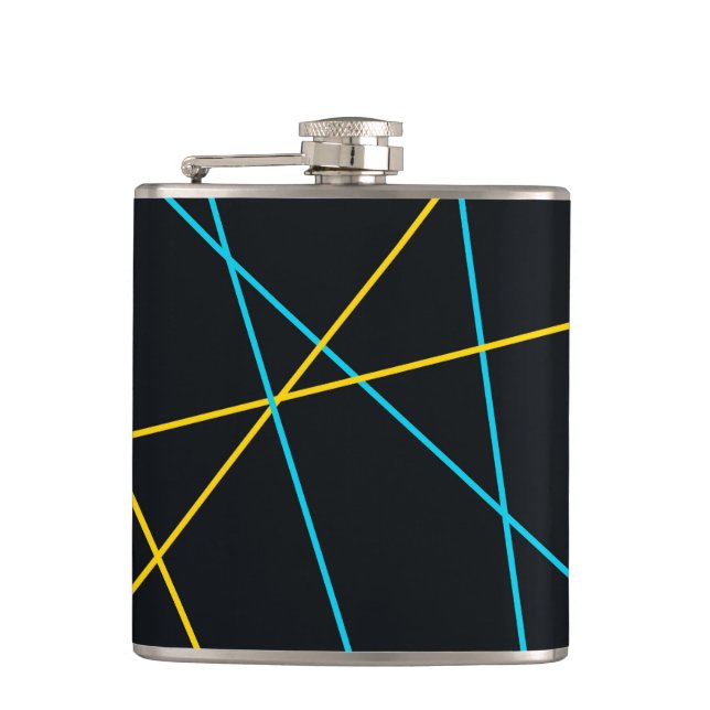 Gult, blått, coola, trendig, stads- och modernt li fickplunta (Framsidan)