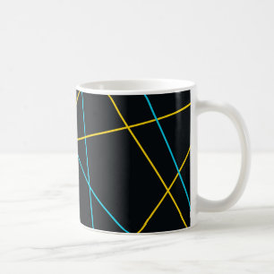 Gult, blått, coola, trendig, stads- och modernt li kaffemugg