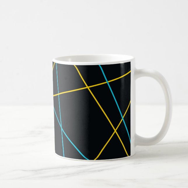 Gult, blått, coola, trendig, stads- och modernt li kaffemugg (Höger)
