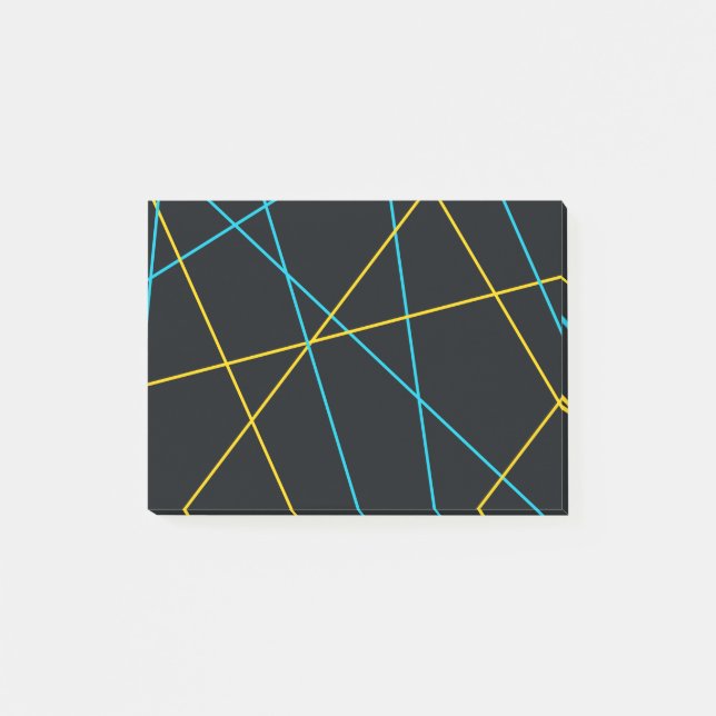 Gult, blått, coola, trendig, stads- och modernt li post-it block (Framsida)