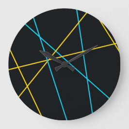 Gult, blått, coola, trendig, stads- och modernt li stor klocka