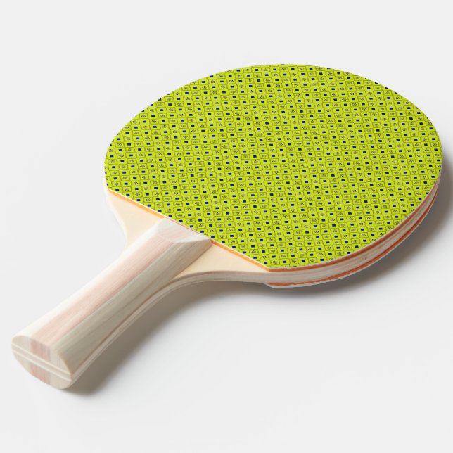 Gult Blått Grönt Dubbla vid  Diamant Mönster Pingisracket (Frontvinkel)
