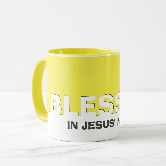 Gult BLESSED Christian Mugg (Framsida vänster)