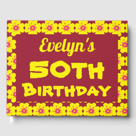 Gult blomma 50:e Födelsedagsfesten Gästböcker