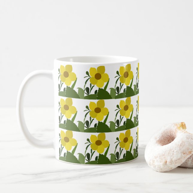 Gult blomma kaffemugg (Med munk)