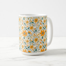 Gult blomma kaffemugg