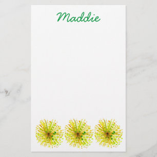 Gult-blomma med vattenfärg från dandelion brevpapper