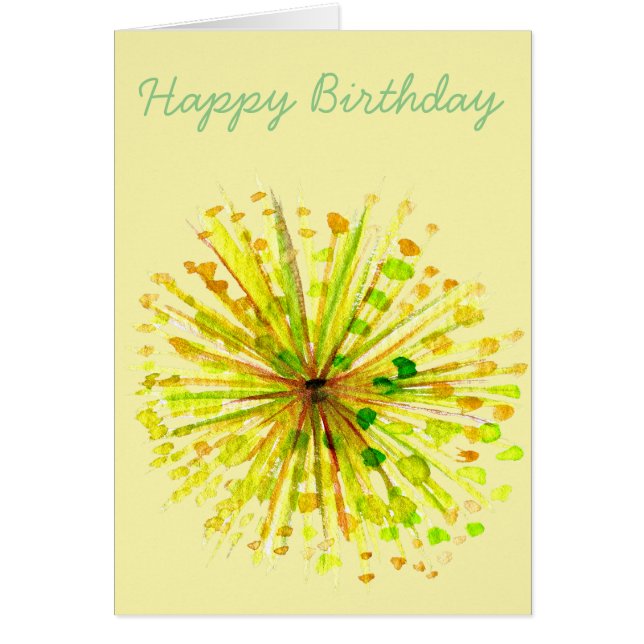 Gult-blomma med vattenfärg från dandelion hälsningskort (Framsidan)