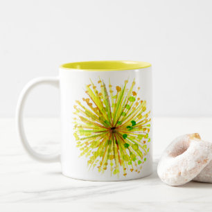 Gult-blomma med vattenfärg från dandelion Två-Tonad mugg