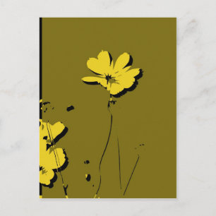 Gult blomma på Gröntens bakgrund - Fin konst Vykort