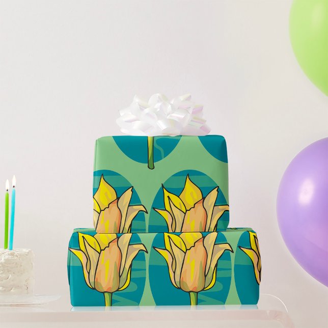 Gult blomma presentpapper (Skapare uppladdad)