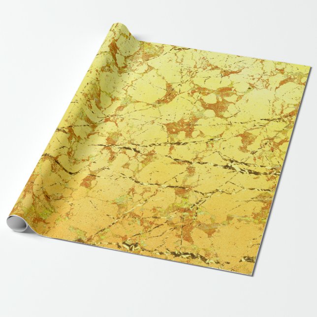 Gult blomma presentpapper (Utrullad)