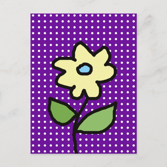 gult blomma. vita prickar vykort (Framsida)