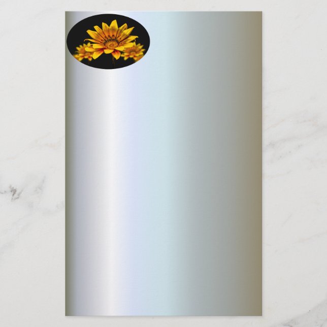 Gult Blommar Gerbel Brevpapper (Framsida)