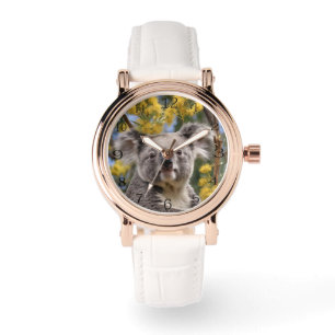 Gult Blommar Wattle Träd with a Koala Armbandsur