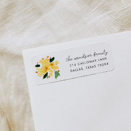 Gult Blommigt Bouquet-Returetiketter Returadress Etikett