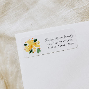 Gult Blommigt Bouquet-Returetiketter Returadress Etikett